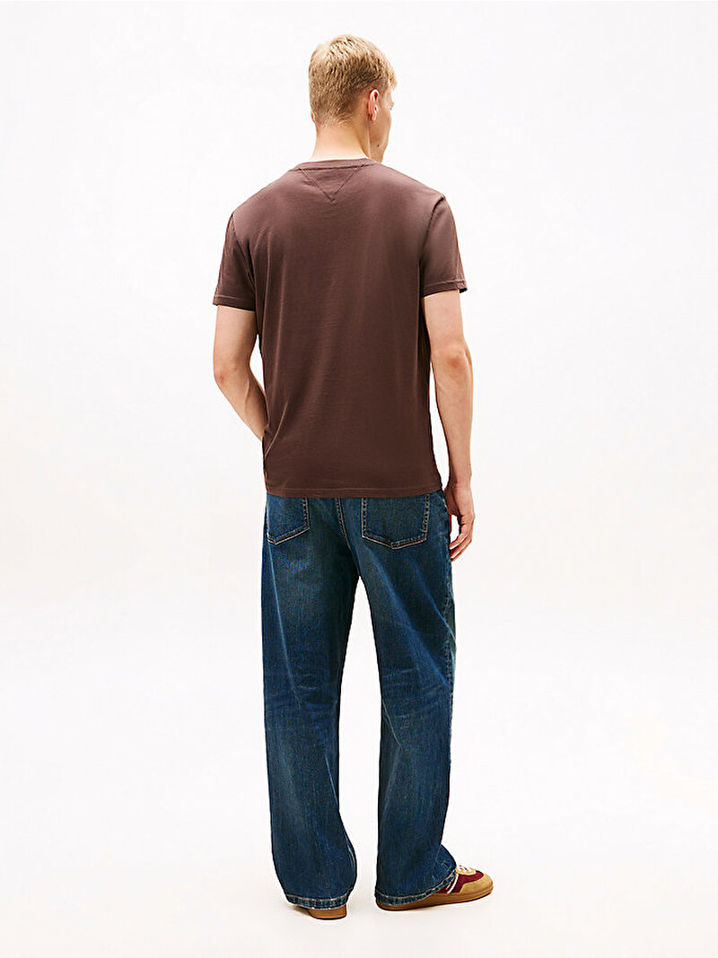 Erkek TJM Regular Linear Logo T-shirt Kahverengi DM0DM20744GW1