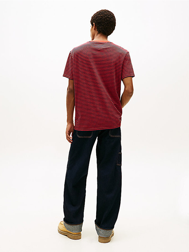 Erkek TJM Regular Linear Stripe T-shirt Kırmızı DM0DM22324XL0