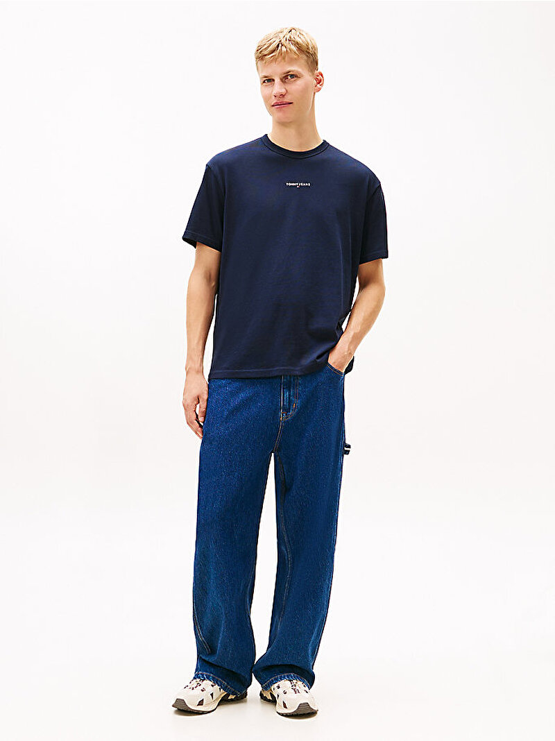 Erkek TJM Relax Linear Logo T-shirt Lacivert DM0DM21110C1G