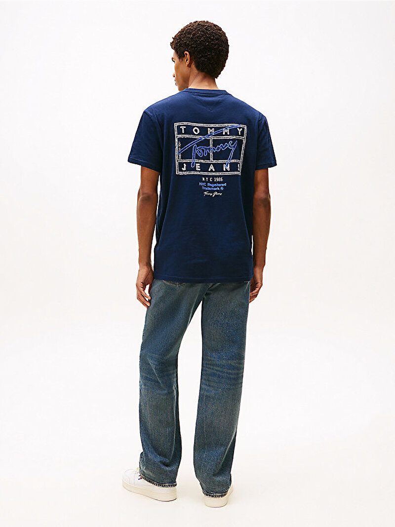Erkek TJM Regular Sign Spray T-shirt Lacivert DM0DM22319C1G