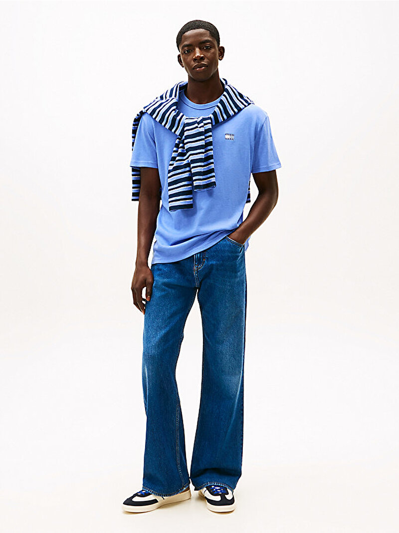 Erkek TJM Regular Badge T-shirt Mavi DM0DM22667C58