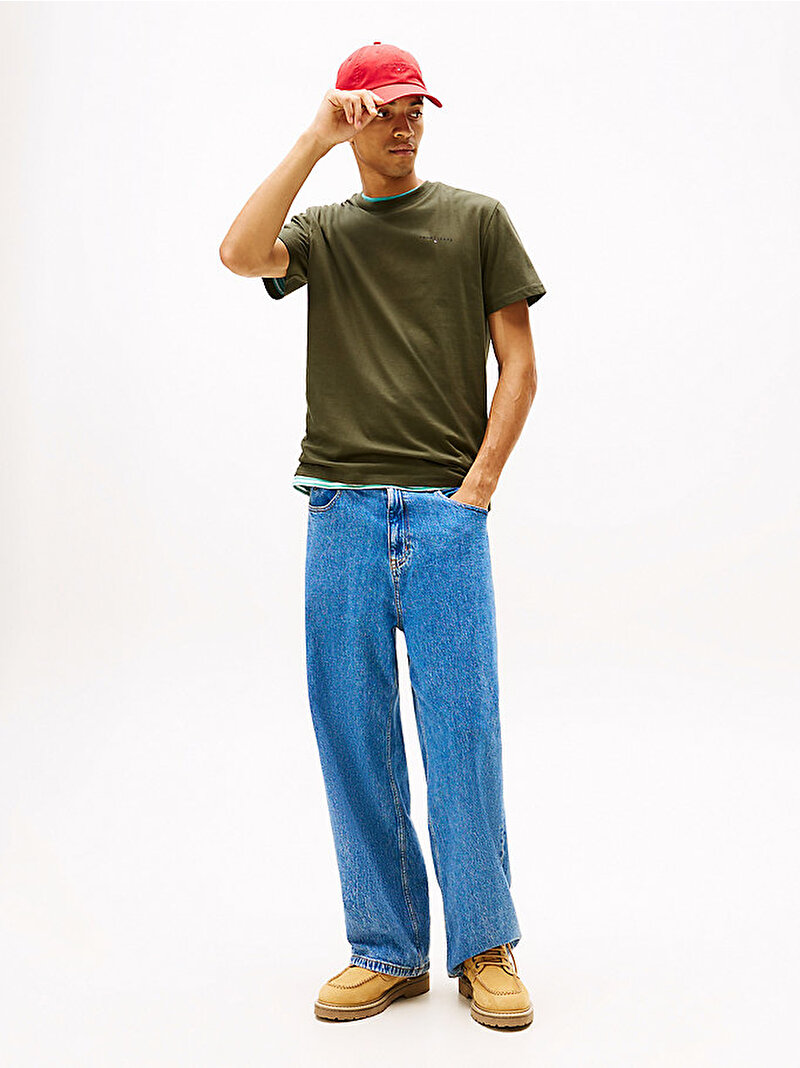 Erkek TJM Slim Linear T-shirt Yeşil DM0DM21780GY1