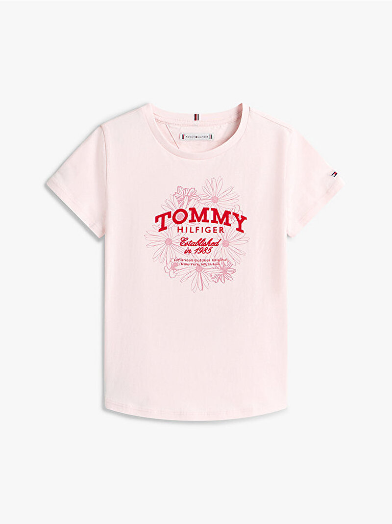 Kız Çocuk Tommy Flock Flower T-shirt Pembe KG0KG09257TG7