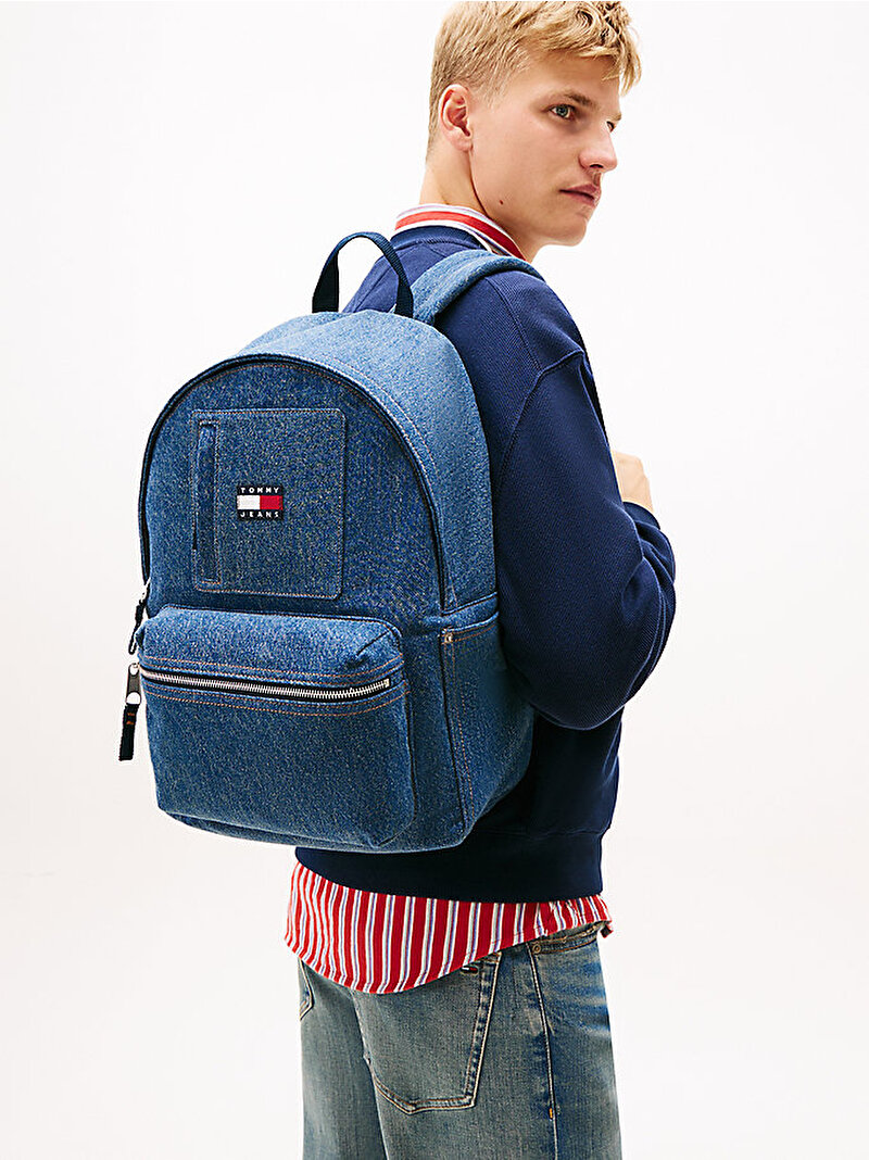 Erkek Tjm Utility Denim Sırt Çantası Mavi AM0AM140521A7
