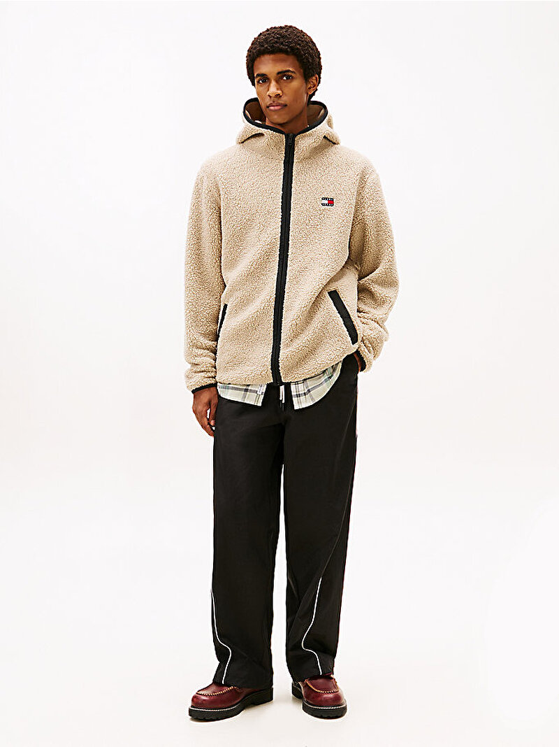 Erkek Tjm Reg Badge Teddy Sweatshirt Bej DM0DM19224ABY