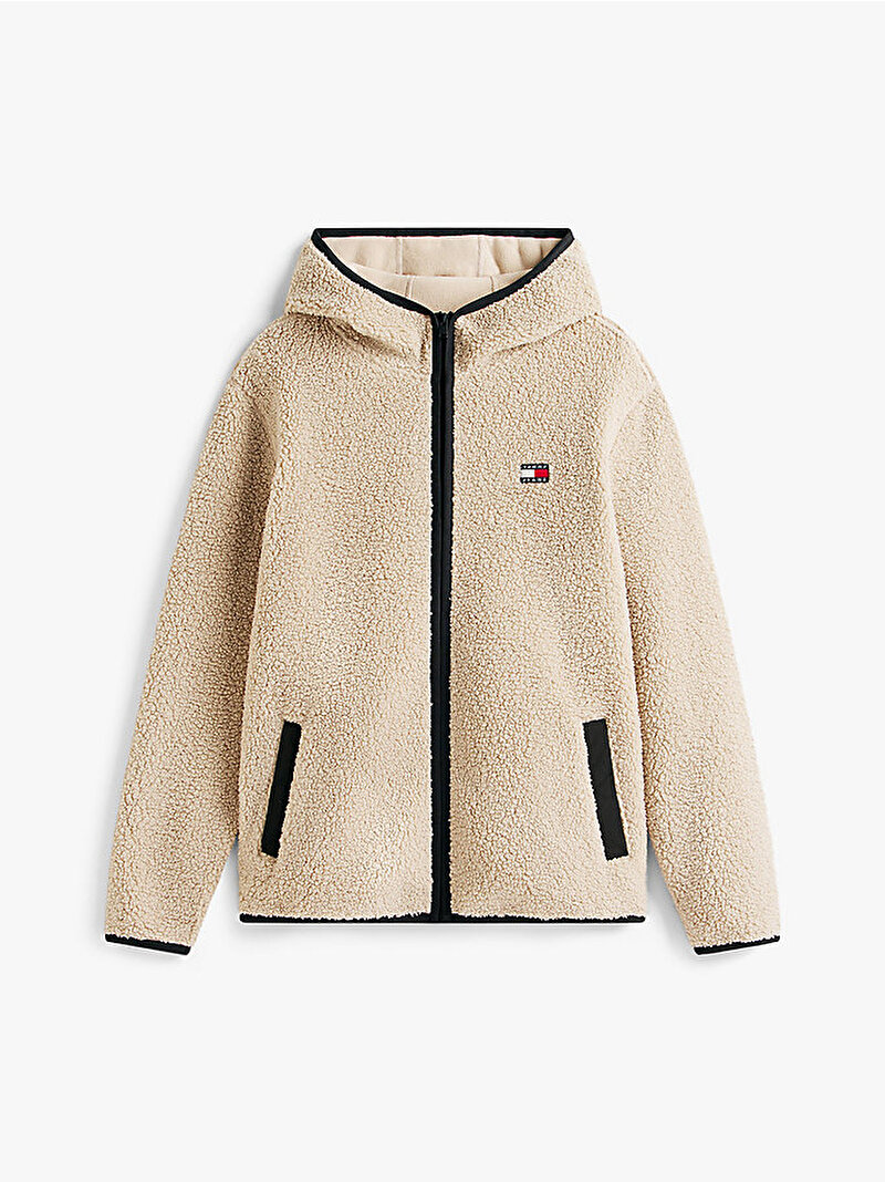 Erkek Tjm Reg Badge Teddy Sweatshirt Bej DM0DM19224ABY