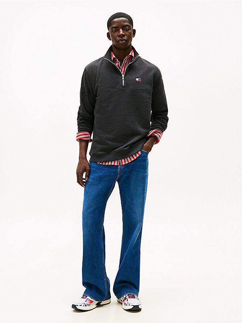 Erkek Tjm Reg Badge Sweatshirt Siyah DM0DM22344BDS