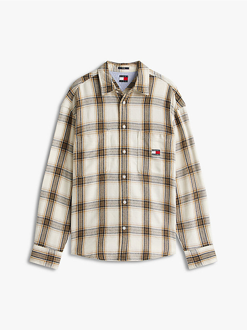 Erkek Tjm Rlx Check Brushed Gömlek Beyaz DM0DM22411YBH