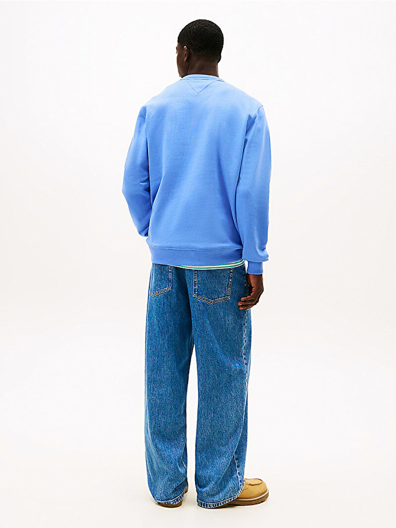 Erkek Tjm Reg Badge Crew Sweatshirt Mavi DM0DM22665C58