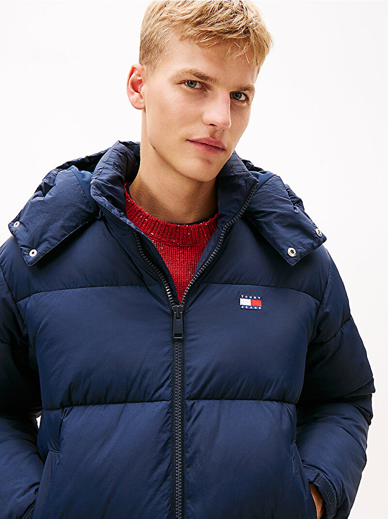 Erkek Tjm Hooded Flag Puffer Mont Lacivert DM0DM22730C1G