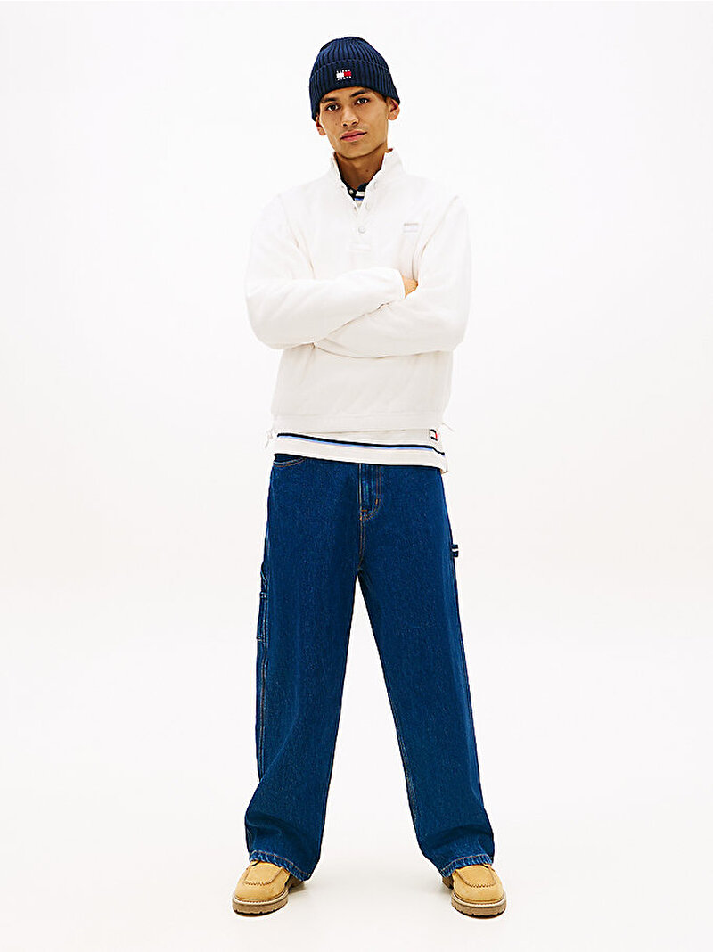 Erkek Tjm Rlx Flag Polar Sweatshirt Beyaz DM0DM22731YBH