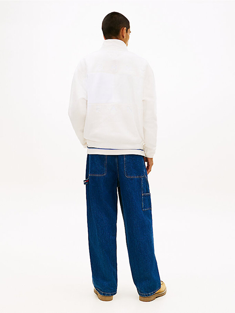 Erkek Tjm Rlx Flag Polar Sweatshirt Beyaz DM0DM22731YBH