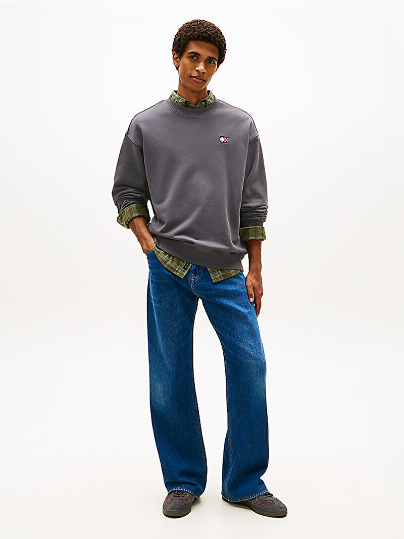 Unisex Tj Rlx Badge Crew Sweatshirt Siyah DN0DN00054PT2