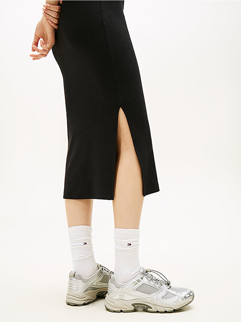 Kadın Tjw Soft Rib Midi Elbise Siyah DW0DW21915BDS