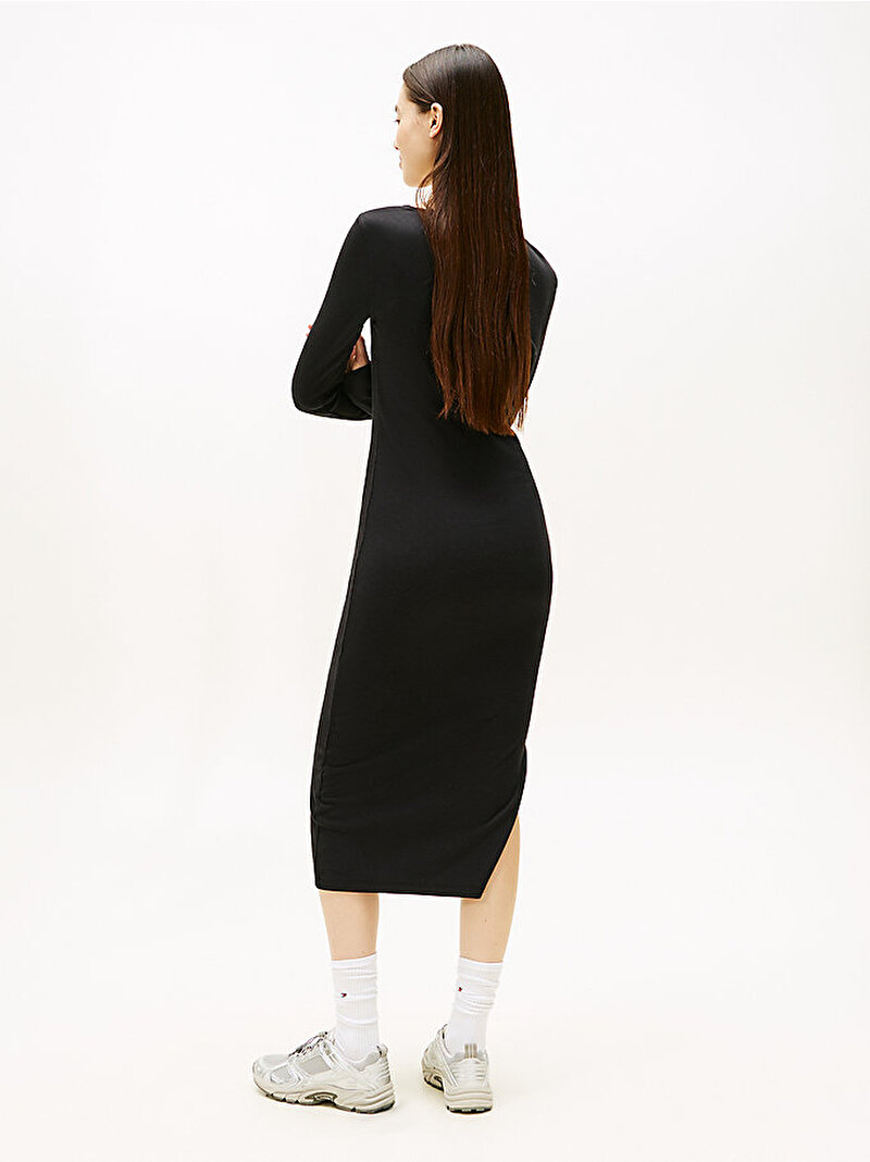 Kadın Tjw Soft Rib Midi Elbise Siyah DW0DW21915BDS