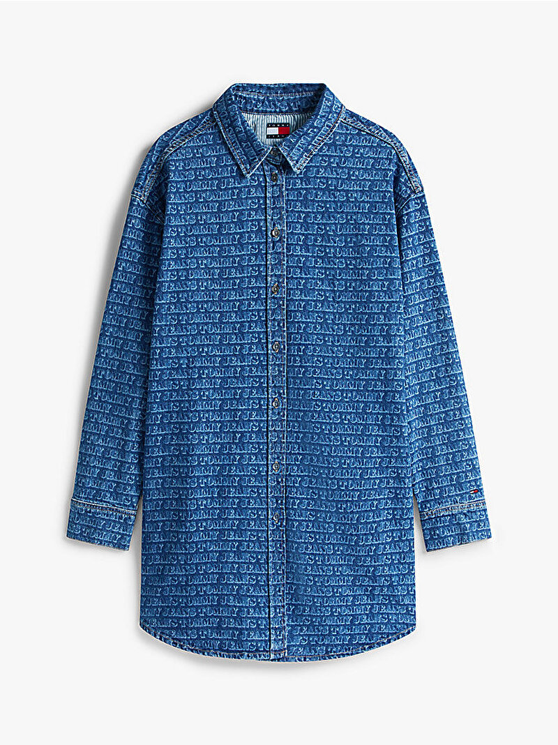 Kadın Relaxed Denim Gömlek Elbise Mavi DW0DW224921A5