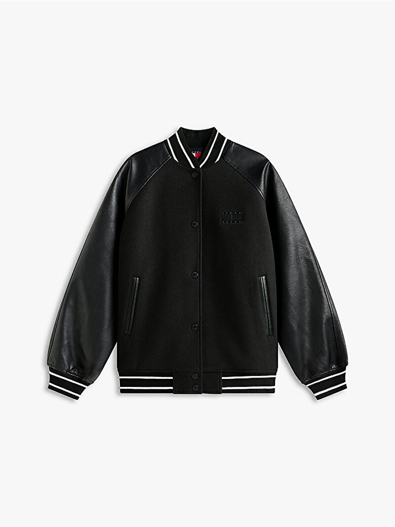 Kadın Tjw Rlx Flag Varsity Bomber Ceket Siyah DW0DW22557BDS