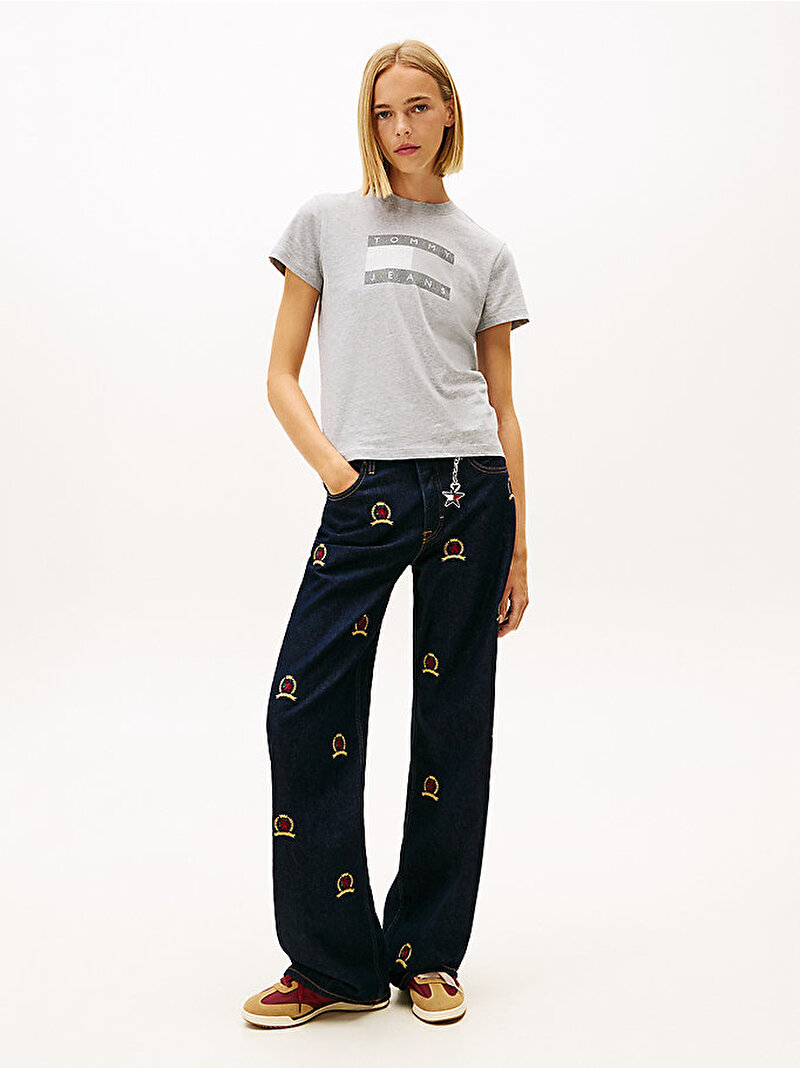 Kadın Tjw Reg Tj Flag T-shirt Gri DW0DW225620IR