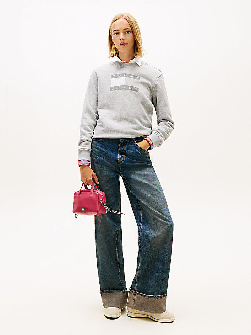 Kadın Tjw Reg Tj Flag Crew Sweatshirt Gri DW0DW225640IR