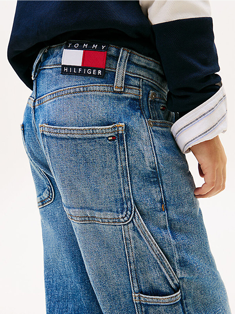 Erkek Çocuk Heritage Flag Baggy Jean Pantolon Mavi KB0KB103431A6
