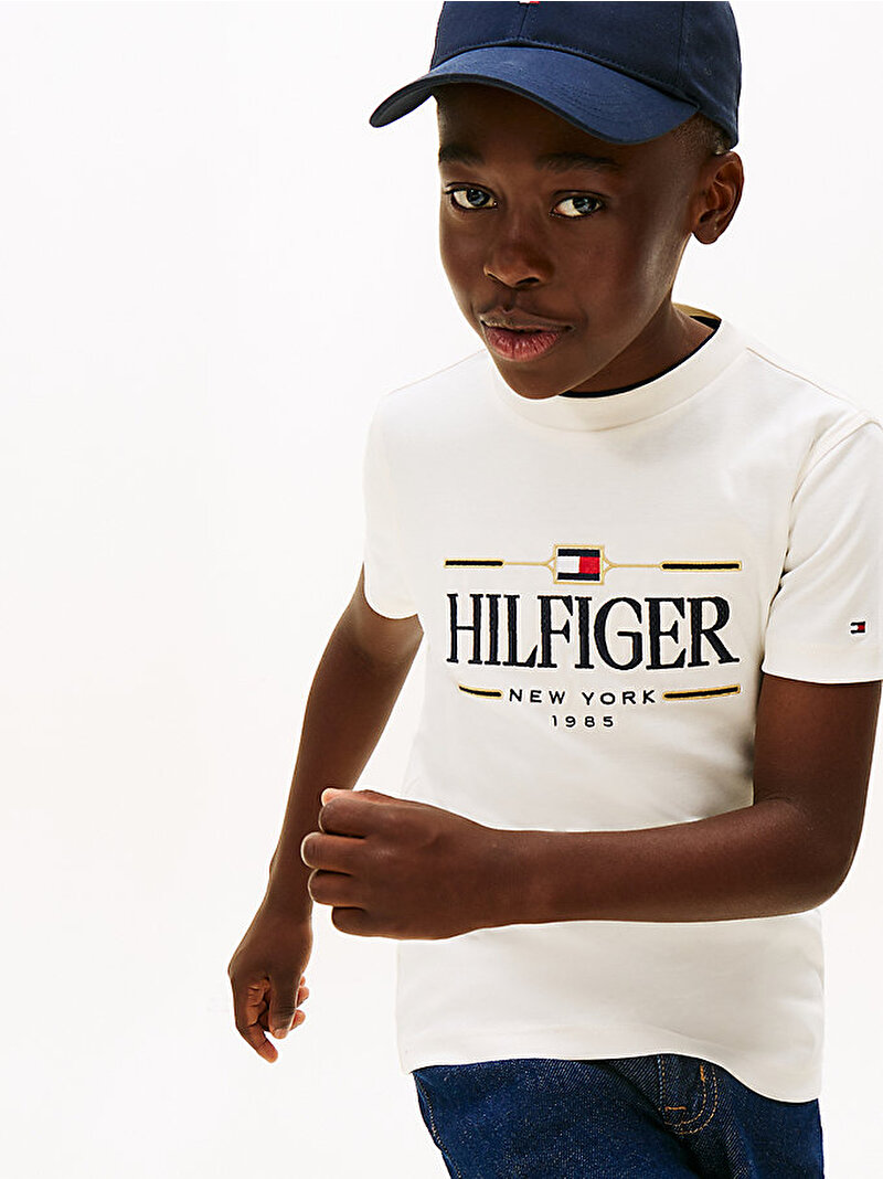 Erkek Çocuk Tommy Icons Interlock T-shirt Beyaz KB0KB10360YBH