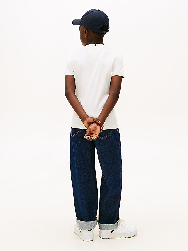 Erkek Çocuk Tommy Icons Interlock T-shirt Beyaz KB0KB10360YBH