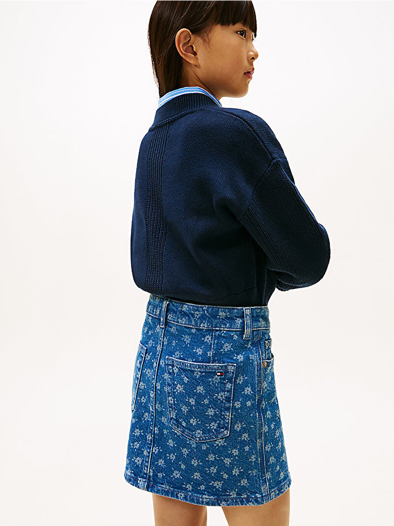 Kız Çocuk Denim Skirt Flower Etek Mavi KG0KG089521AB