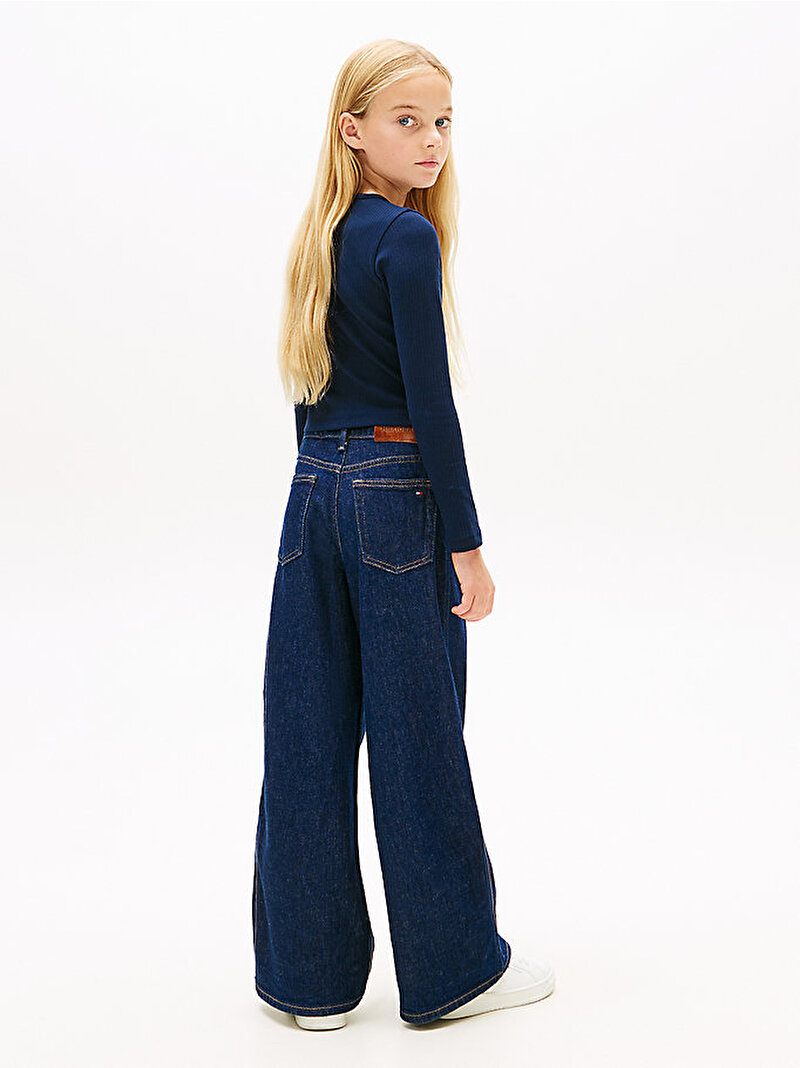 Kız Çocuk Heritage Flag Rib T-shirt Lacivert KG0KG09065C1G