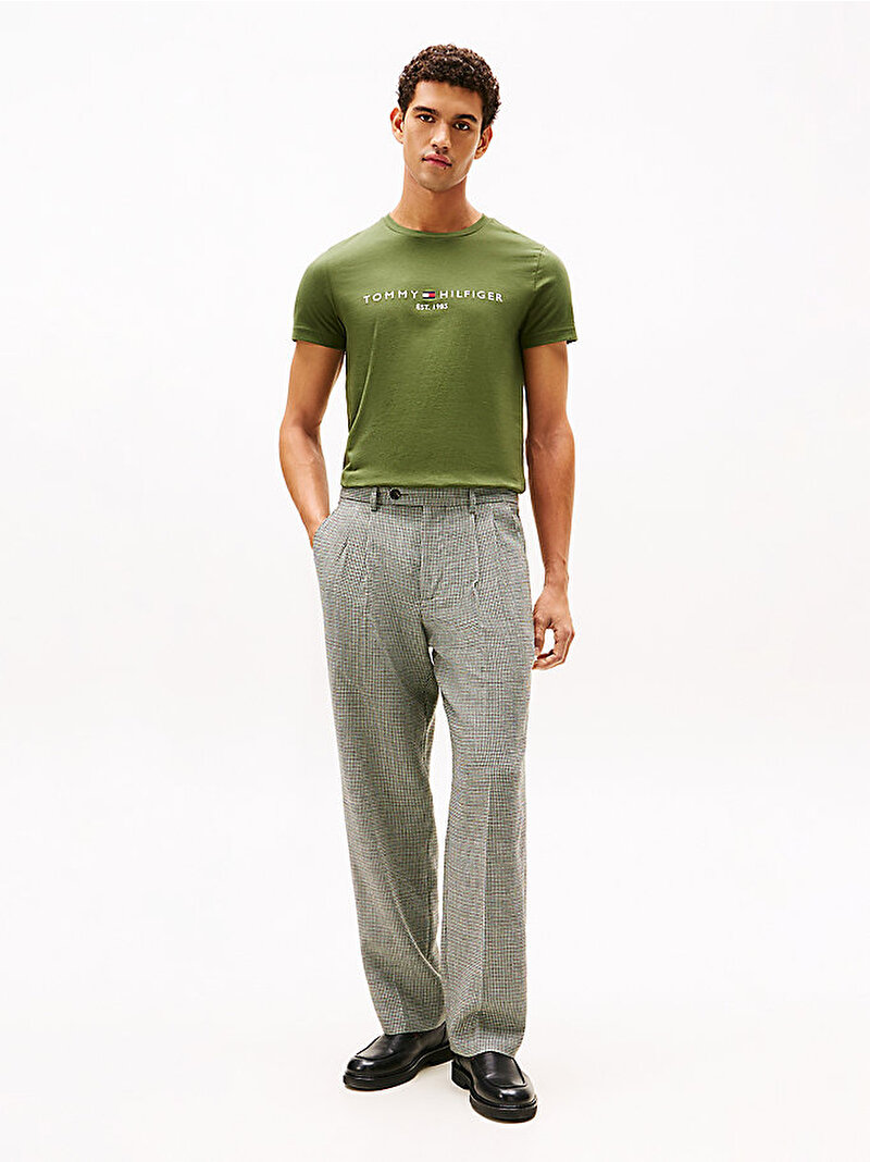 Erkek Tommy Logo T-shirt Yeşil MW0MW11797L01