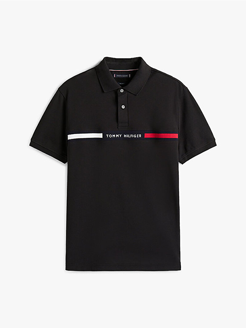 Erkek Hilfiger Chest Polo T-shirt Siyah MW0MW38130BDS