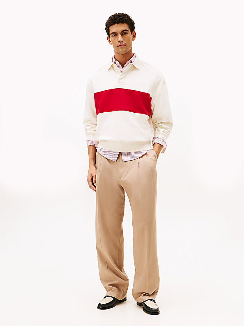 Erkek Ess Fleece Colorblock Sweatshirt Beyaz MW0MW41444Z00