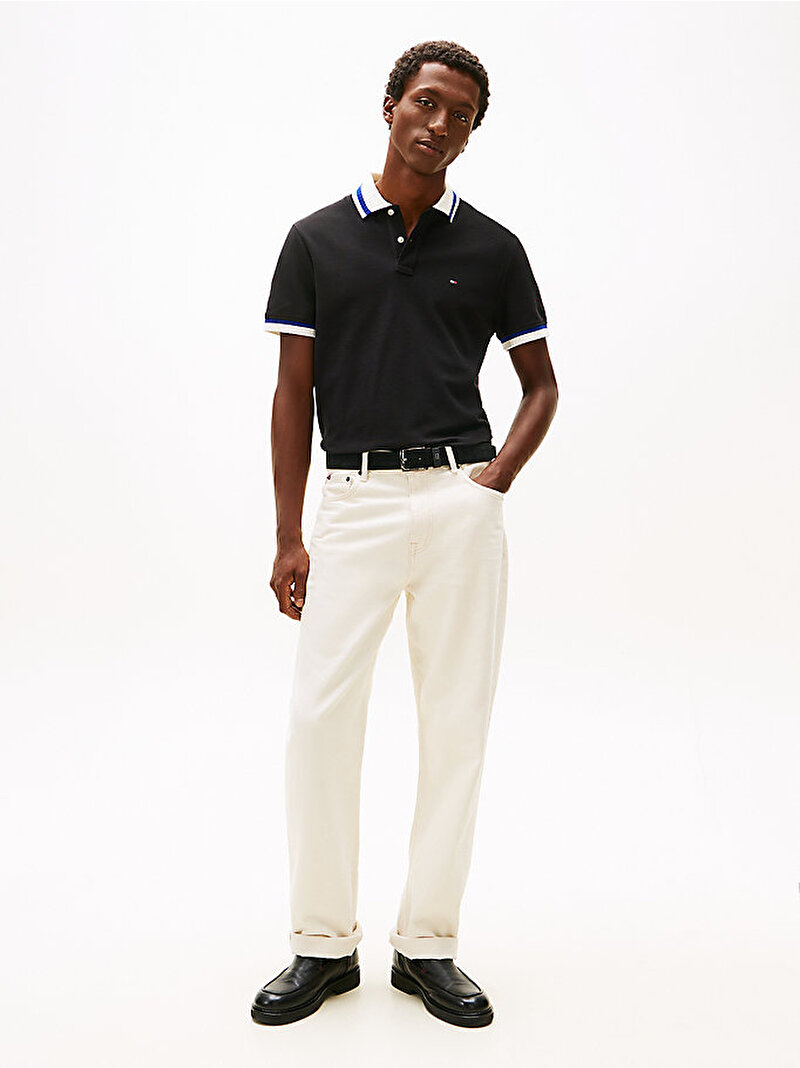 Erkek Collar & Cuff Polo T-shirt Siyah MW0MW41962BDS