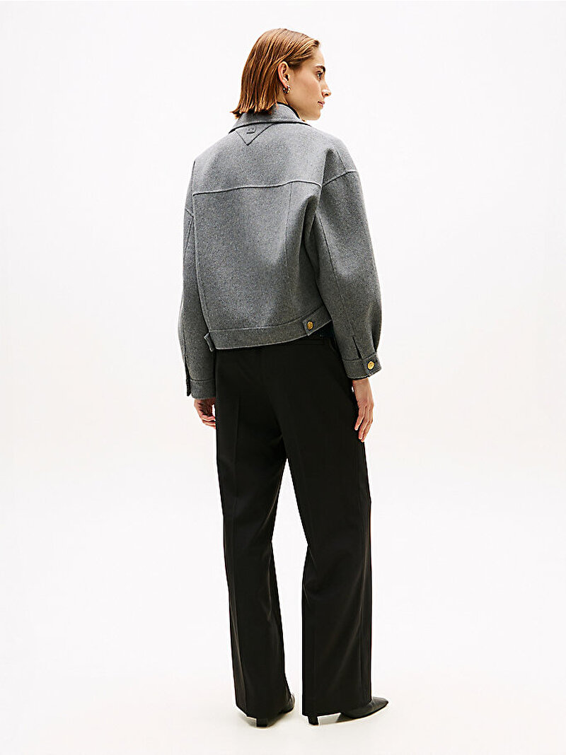 Kadın Wool Gold Button Kaban Gri WW0WW47759P61