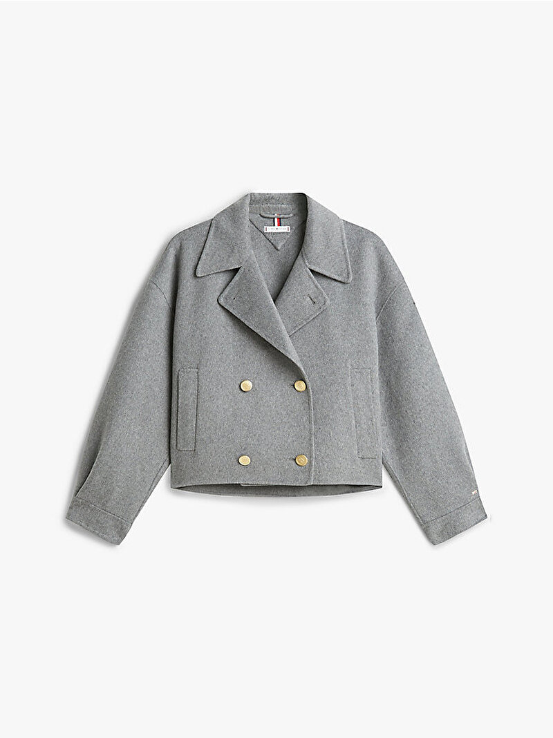 Kadın Wool Gold Button Kaban Gri WW0WW47759P61