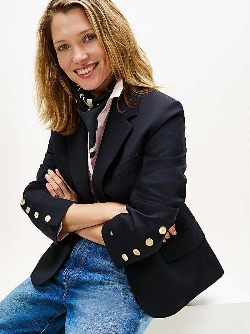 Kadın Timeless Wool Blazer Lacivert WW0WW47912C1G