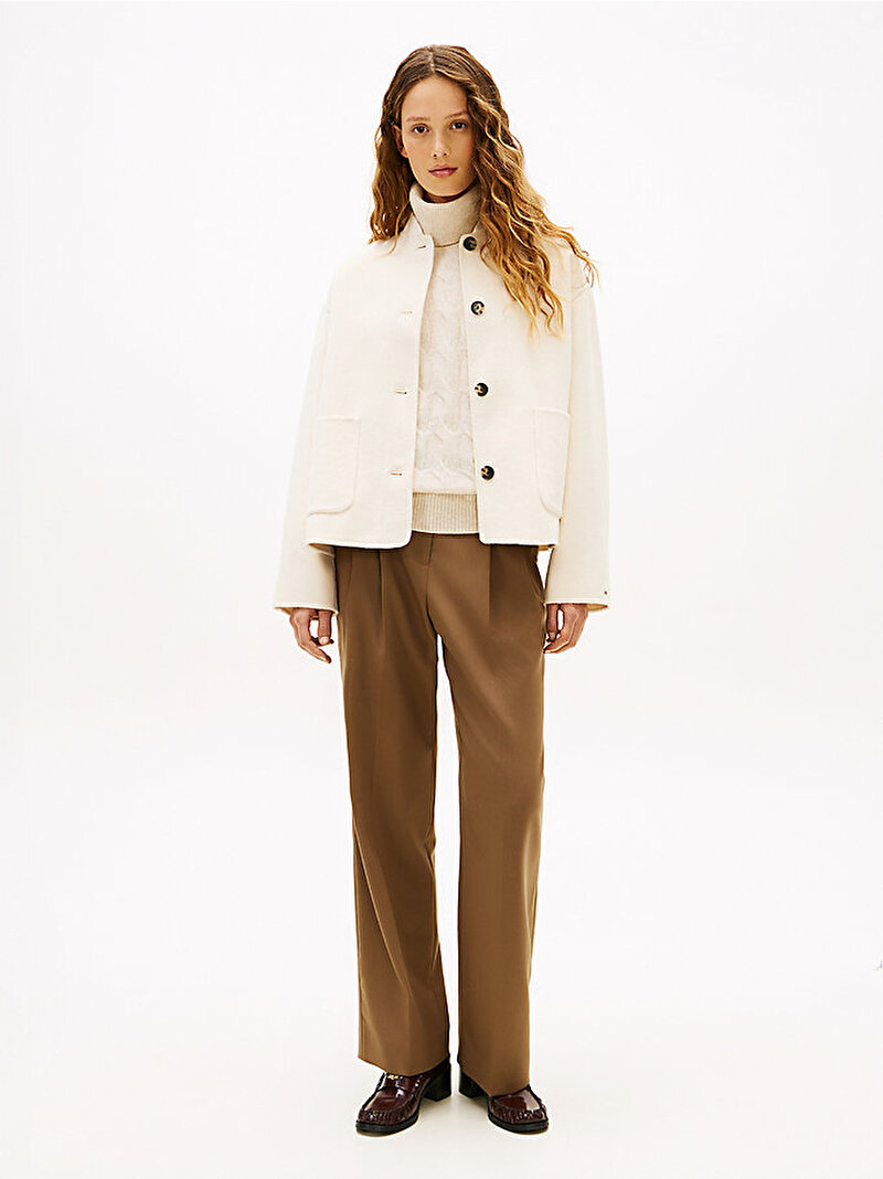 Kadın Df Wool Short Bomber Ceket Beyaz WW0WW48773AEF