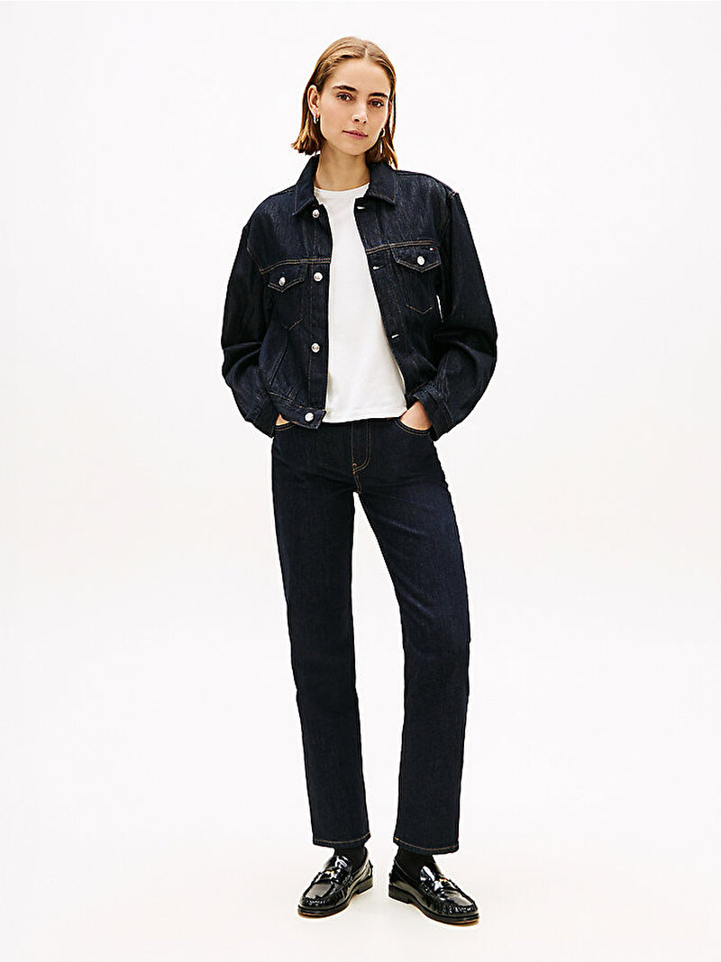 Kadın Denim Pure Pleated Denim Ceket Mavi WW0WW495231AP