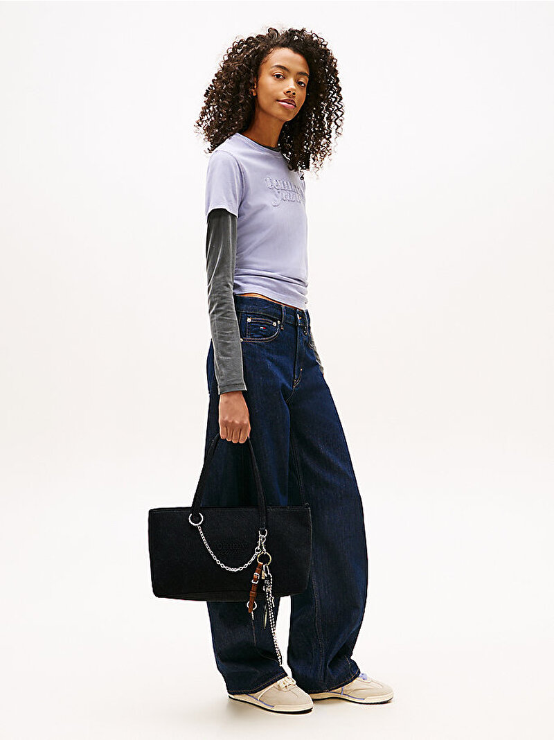 Kadın TJW Cool Denim Tote Çanta Siyah AW0AW182681BZ