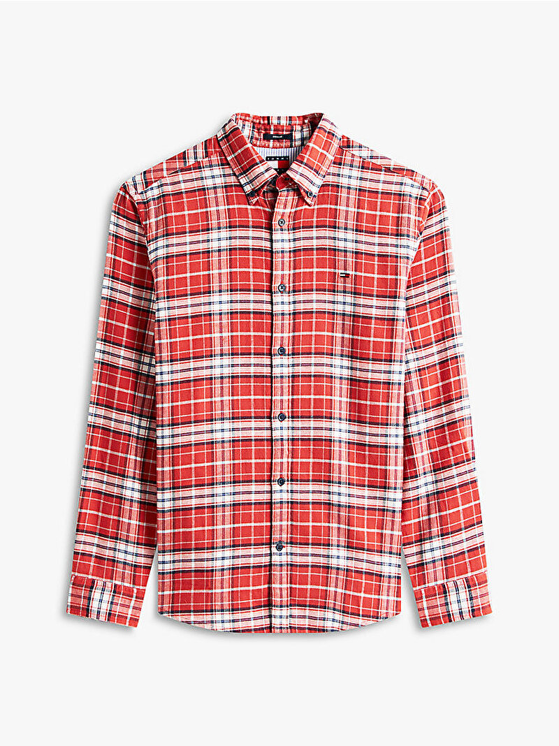 Erkek TJM Regular Flannel Gömlek Kırmızı DM0DM22839XL0