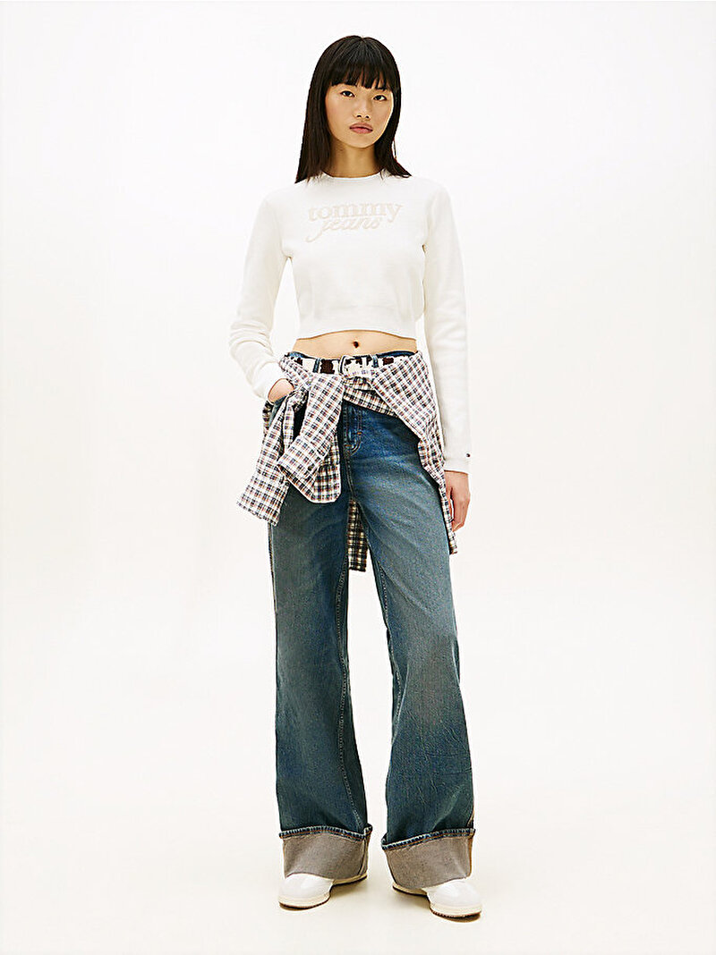 Kadın TJW Crop Chenille Kazak Beyaz DW0DW22028YBH