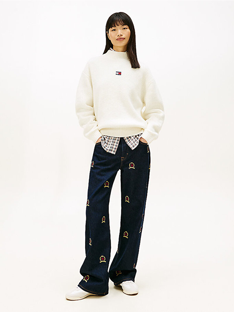 Kadın TJW Mockneck Badge Kazak Beyaz DW0DW22109YBH