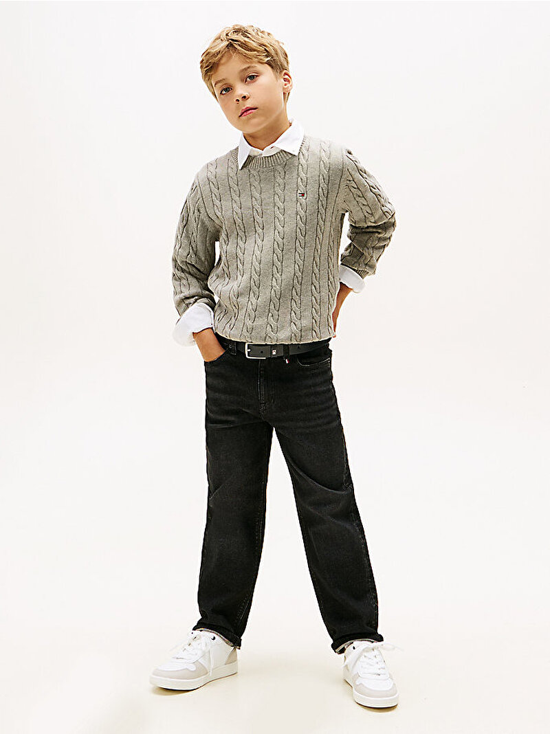 Erkek Çocuk Cotton Cable Kazak Gri KB0KB09753A1G