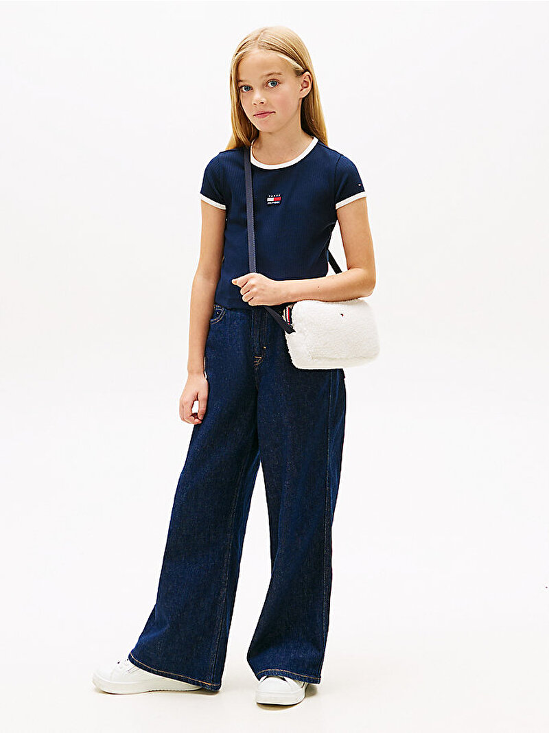 Kız Çocuk Heritage Flag T-shirt Lacivert KG0KG09066C1G