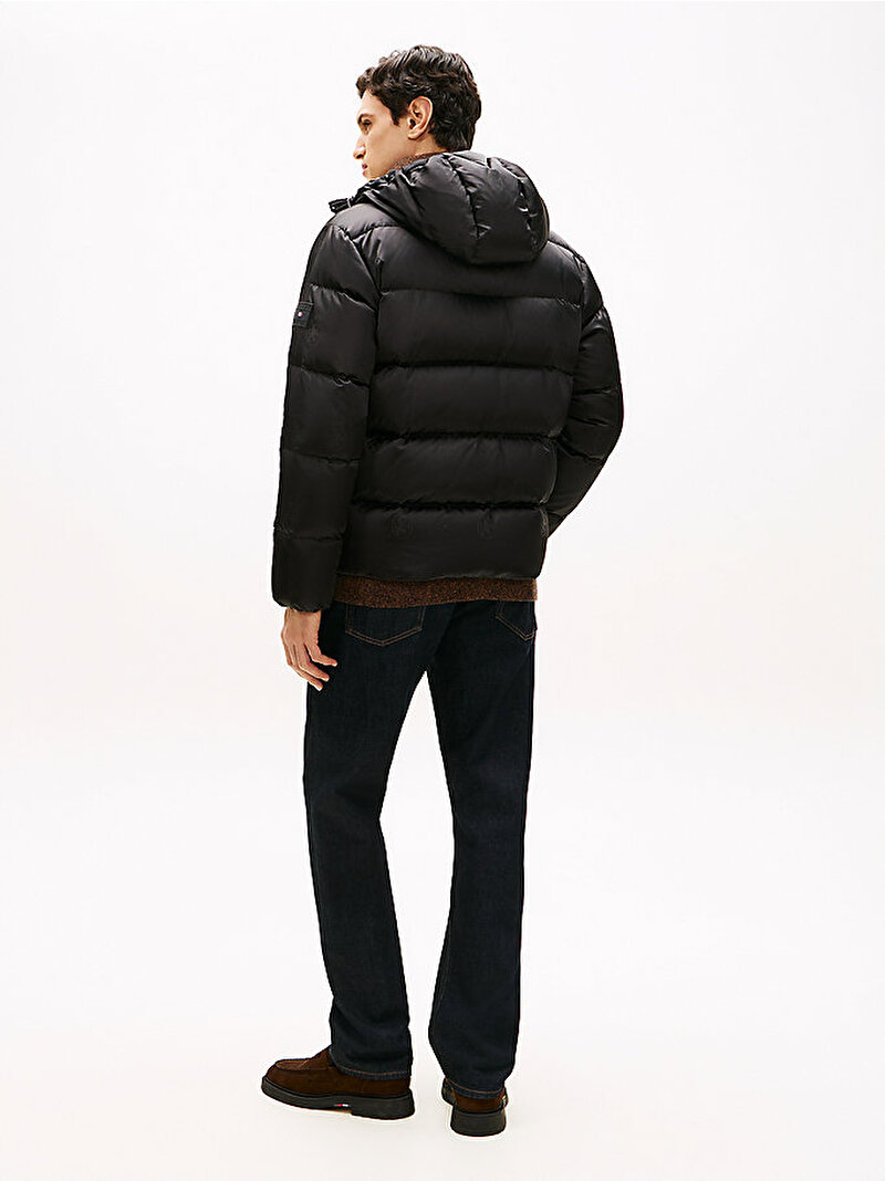 Erkek Crest Down Hooded Puffer Mont Siyah MW0MW42872BDS