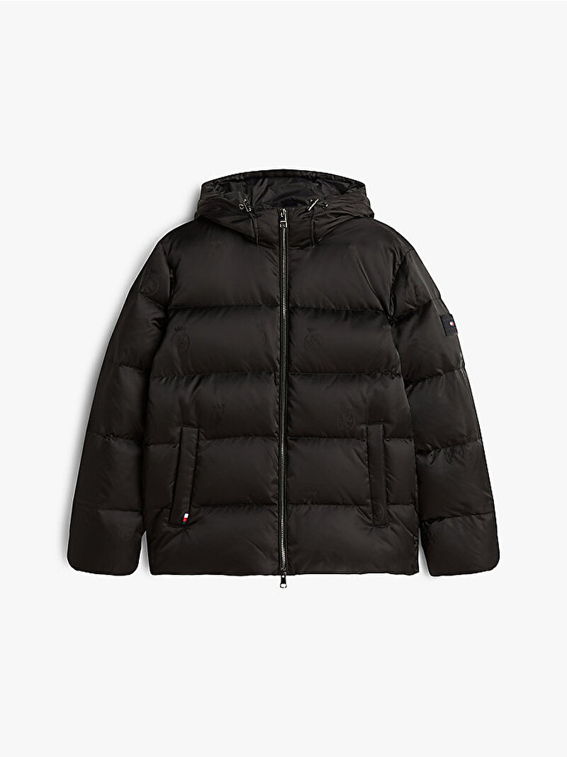 Erkek Crest Down Hooded Puffer Mont Siyah MW0MW42872BDS