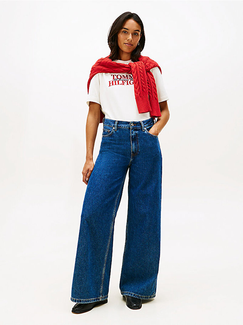 Kadın TH Classic Modern T-shirt Bej WW0WW47884YBI