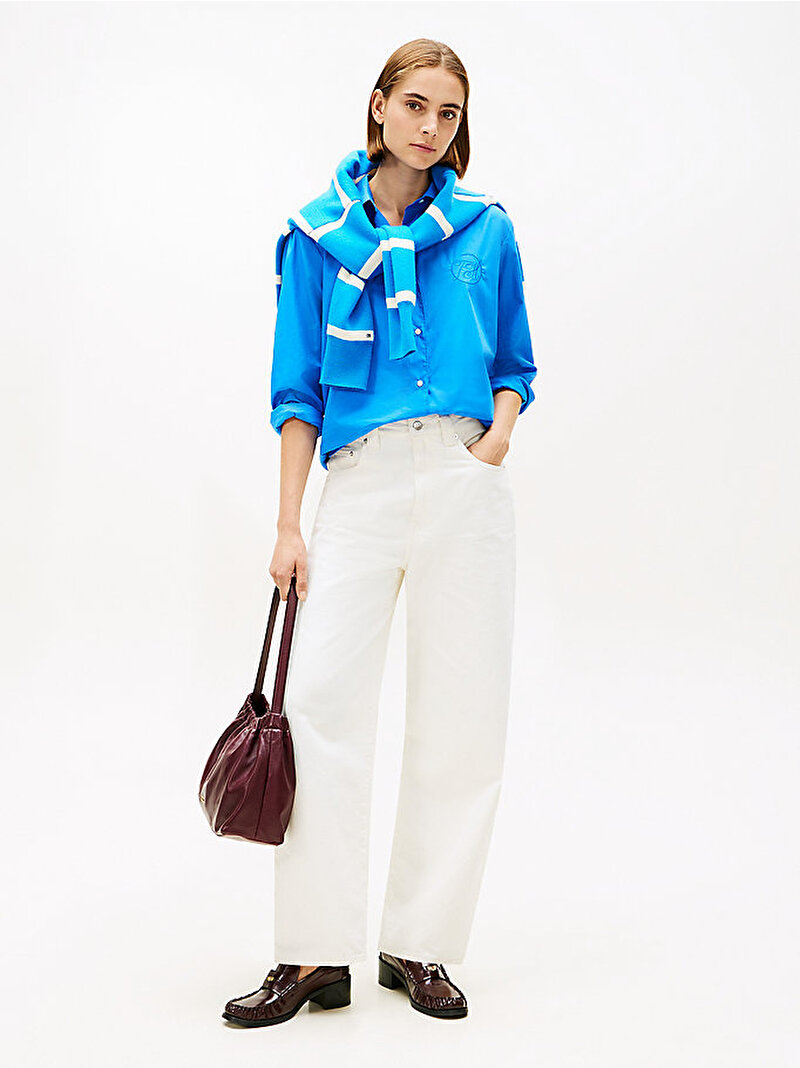 Kadın Cotton Easy Gömlek Mavi WW0WW48190C4H