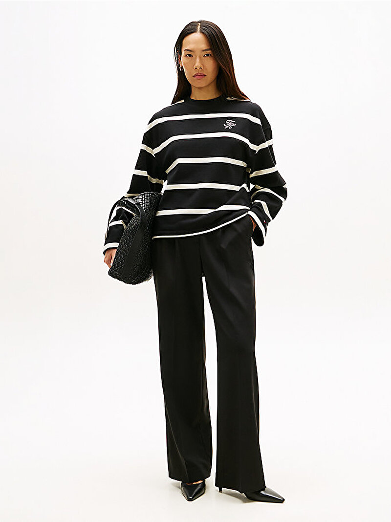 Kadın TH Modern Terry Sweatshirt Siyah WW0WW484310AU