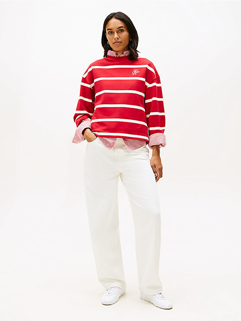 Kadın TH Modern Terry Sweatshirt Kırmızı WW0WW484310E2