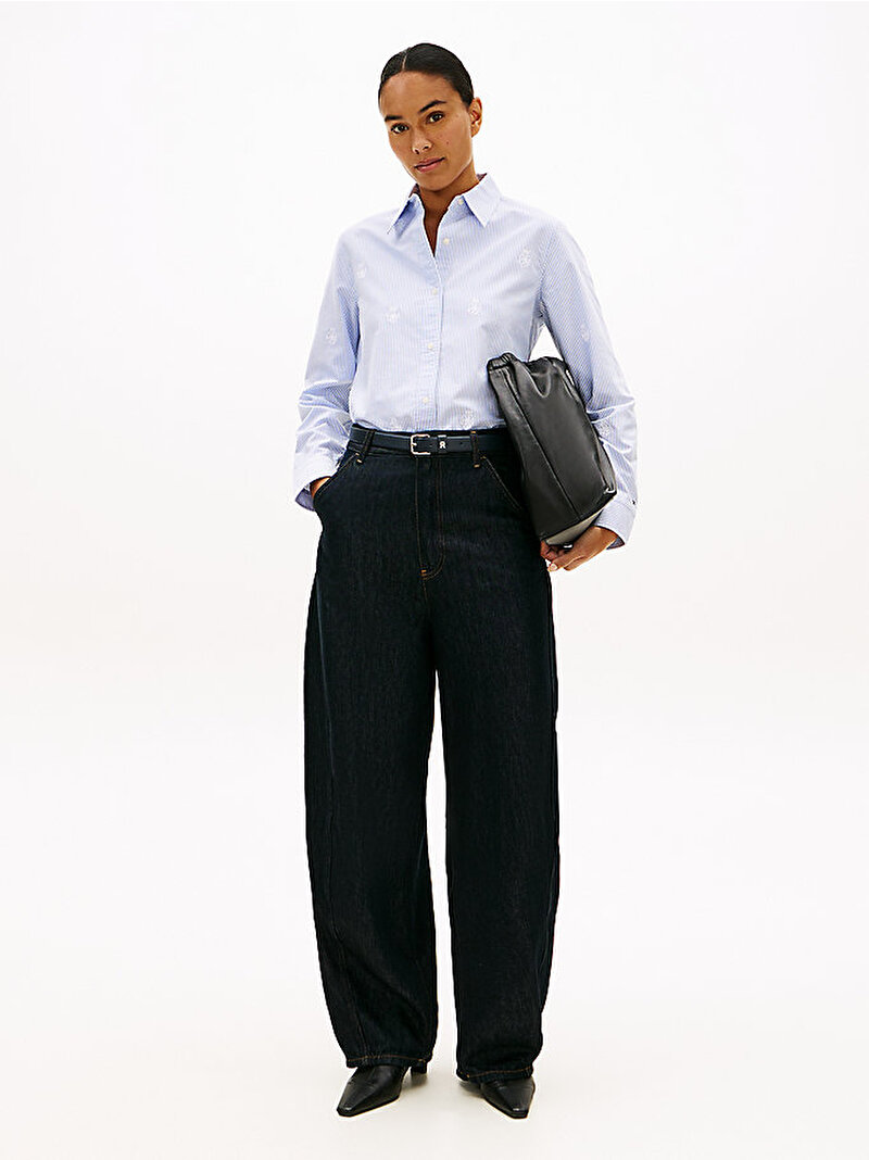 Kadın Oxford Relaxed Gömlek Mavi WW0WW493860Y7